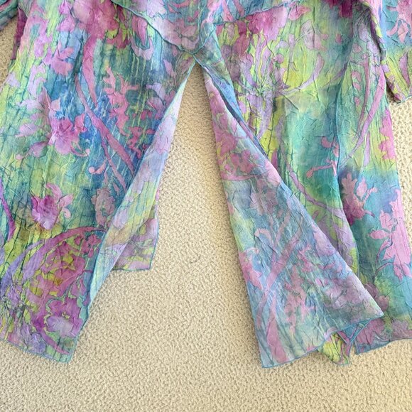 Dinah Lee Sheer Duster Jacket Floral Watercolor Boho Kimono Coveru - Picture 6 of 7